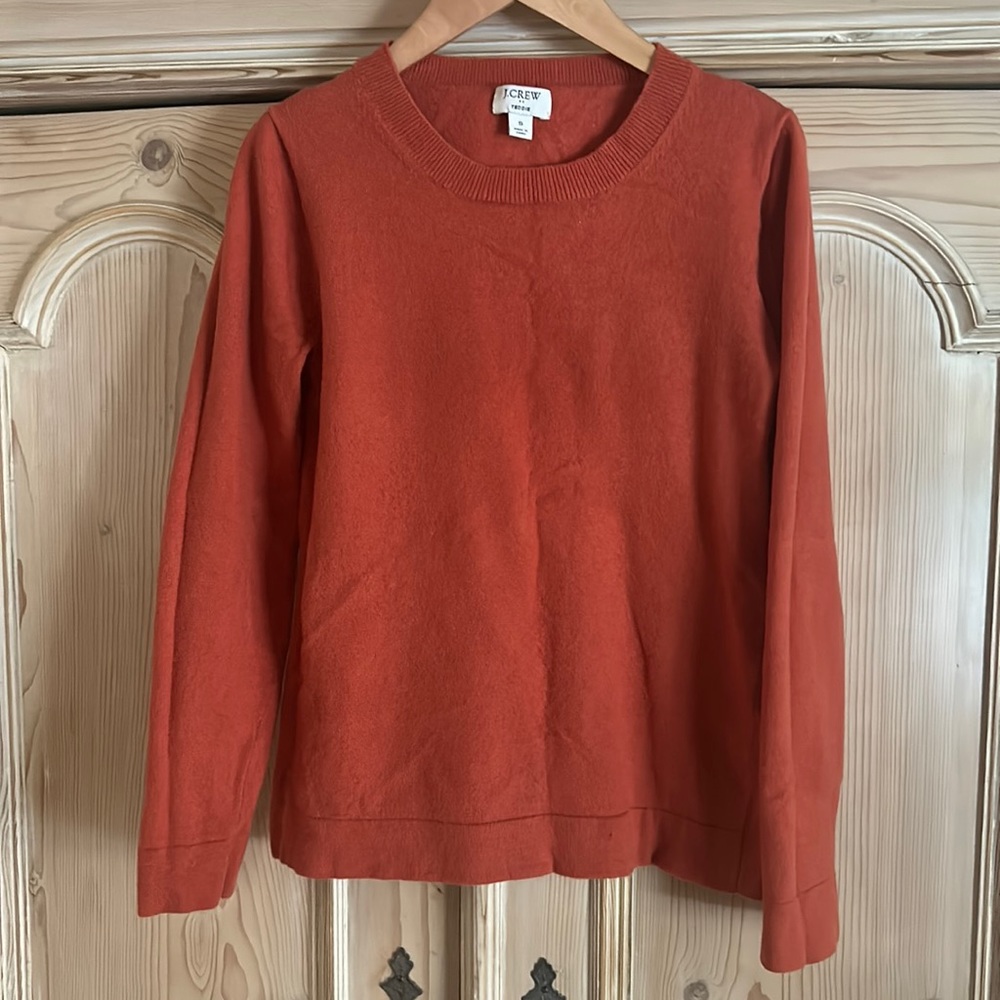 Orange jcrew teddie cotton and wool blend sweater